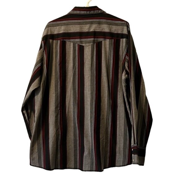 Wrangler Mens Western Shirt Size XL Striped Pearl Snap Long Sleeve Rodeo Classic - Picture 2 of 13
